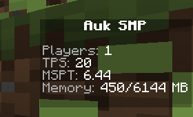 A sidebar with players, TPS, tick time and memory
