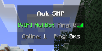 A tab list with the server's name, a VIP player and the ping